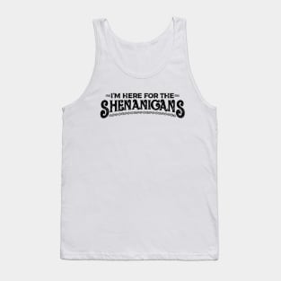 Saint Patrick I'm Here for the Shenanigans Black Vintage Tank Top